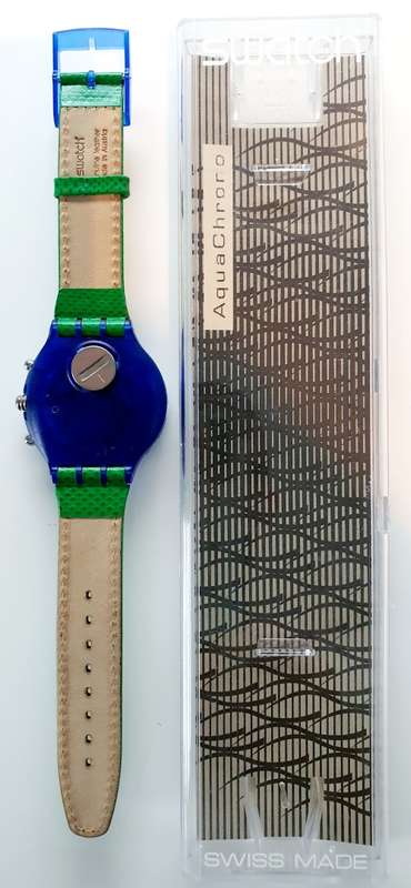 VINTAGE SWATCH AQUA CHRONO - STUNNING 90`s - HIGHLY COLLECTIBLE - IN ORIGINAL BOX